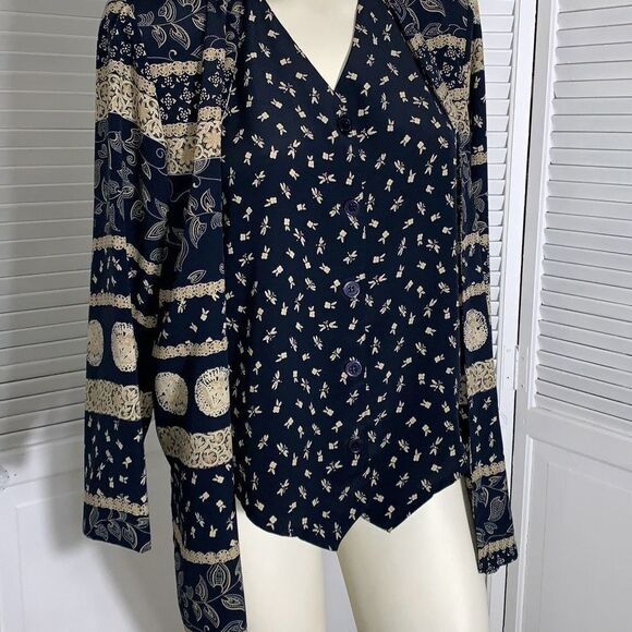 Vintage Alfred Dunner Oversized Mixed Print Layer Vest Button Down Blouse Size 1 - Picture 1 of 11